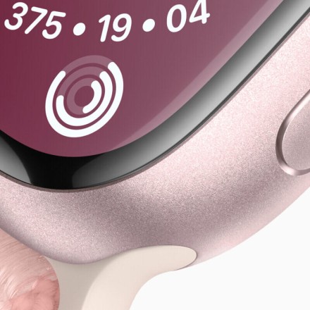 Часы Apple Watch Series 9, 45 мм спортивный ремешок (нежно-розовый)