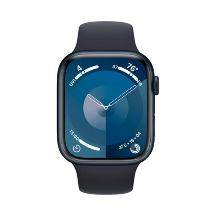 Часы Apple Watch Series 9, 45 мм спортивный ремешок (тёмная ночь), размер M/L