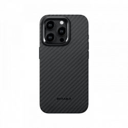 Чехол для iPhone 15 Pro Max Pitaka MagEZ Pro 4 кевлар (черно-серый)