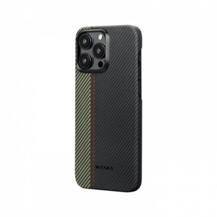 Чехол для iPhone 15 Pro Max Pitaka Fusion Weaving MagEZ Case 4 Overture кевлар (черно-серый)