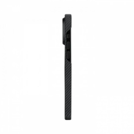 Чехол для iPhone 15 Pro Max Pitaka MagEZ Case 4 узкое плетение кевлар (черно-серый)