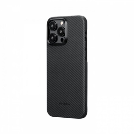 Чехол для iPhone 15 Pro Max Pitaka MagEZ Case 4 узкое плетение кевлар (черно-серый)