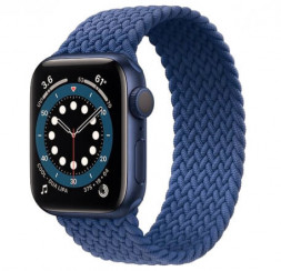 Плетёный монобраслет для Apple Watch Series 6 (синий) 44 мм