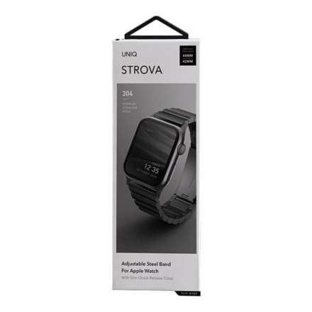 Ремешок Uniq Strova Strap Link Steel для Apple Watch 42-44-45-49 мм, черный